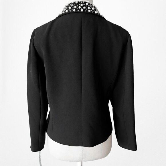 Vintage Y2K Tahari Black Pearl Collar Shoulder Padded Blazer Jacket Coat Size M - Picture 4 of 5